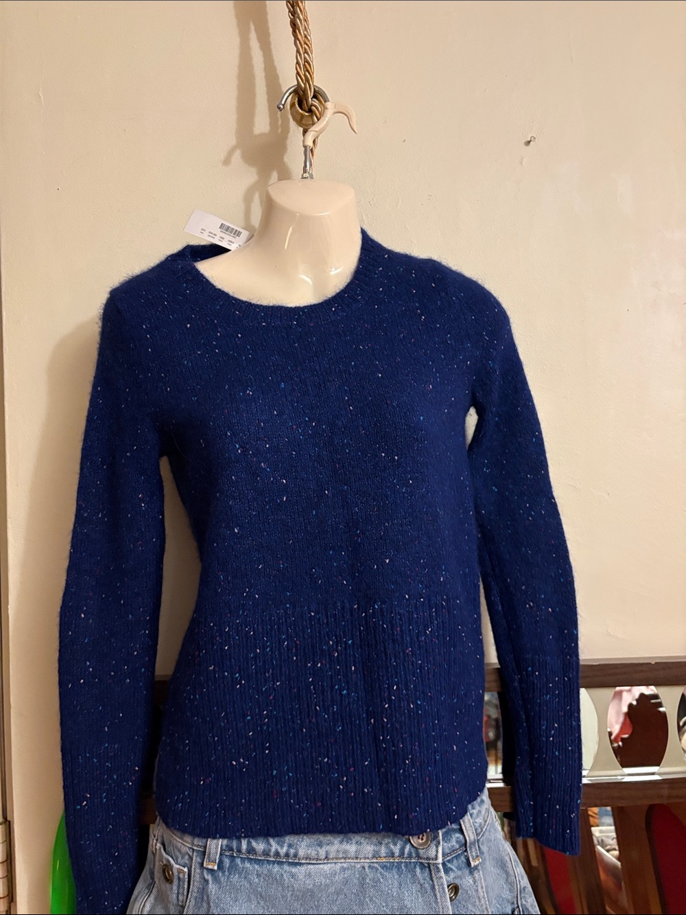 J. Crew Royal Navy Flecked Crewneck Sweater. Wool Alpaca
